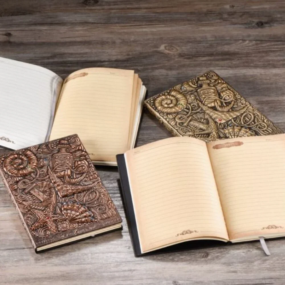 Bronze Tone Nautical Ocean 3D Jeweled Diary Notebook